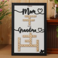 Personalized Mom Crossword Scrabble Wood Puzzle Sign Mothers Day Gift