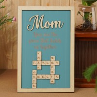 Personalized Mom Crossword Scrabble Wood Puzzle Sign Mothers Day Gift