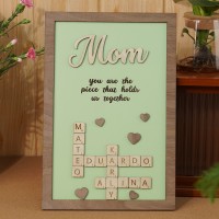 Personalized Mom Crossword Scrabble Wood Puzzle Sign Mothers Day Gift