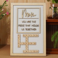 Personalized Mom Crossword Scrabble Wood Puzzle Sign Mothers Day Gift