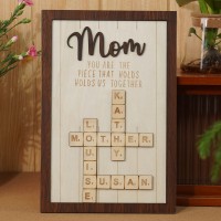 Personalized Mom Crossword Scrabble Wood Puzzle Sign Mothers Day Gift