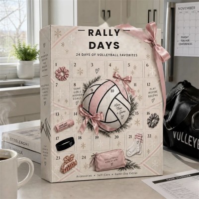 Pink Volleyball Advent Calendar 24 Day Christmas Gift for Volleyball Girls