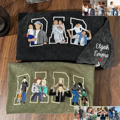 Custom Embroidered Papa Sweatshirt with Photo Father's Day Gift for Dad