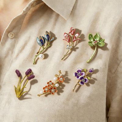 Personalized Birth Flower Brooch Keepsake Gifts for Grandma Mom Mother's Day Gift