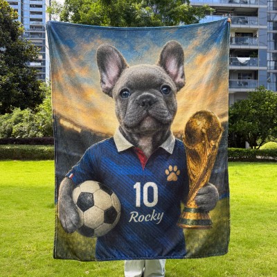 Personalized Soccer Pet Blanket with Names World Cup Gifts for Sports Fans