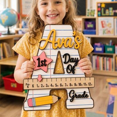 Personalized 1st/100th/Last Day of School Sign Interchangeable Back to School Sign Kit Gift for Kid