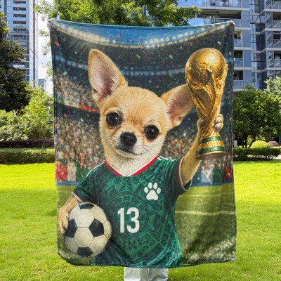 Personalized Soccer Pet Blanket with Names World Cup Gifts for Sports Fans