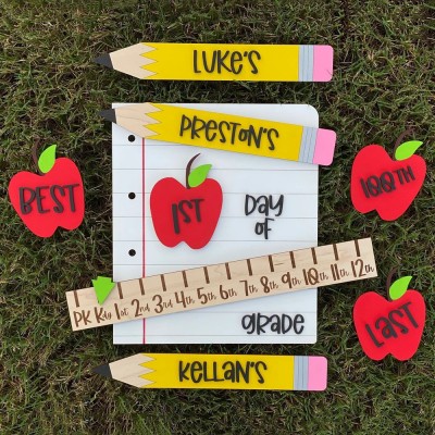 Personalized First Day of School Sign Interchangeable Back to School Sign Kit Gift for Kid