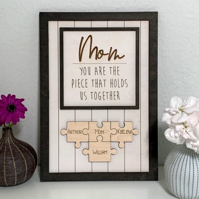 Personalized Mom Puzzle Piece Sign Mom You Are The Piece That Holds Us Together Puzzle Sign