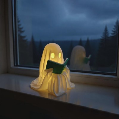 Ghost Reading Book Lantern With LED Tea light Cozy Fantasy Book Nook Decor Gift for Book Lovers