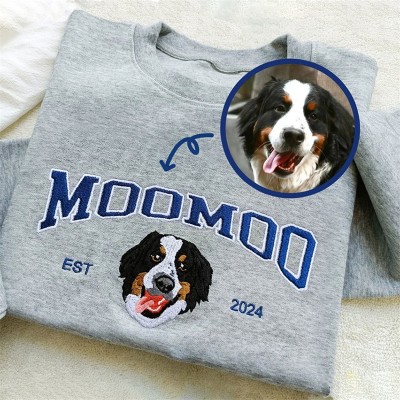 Custom Pet Face Embroidered Sweatshirt Gift for Pet Lovers