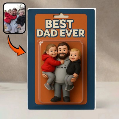 Personalized Photo Dad And Kids Action Figure Acrylic Block Plaque Father's Day Gift