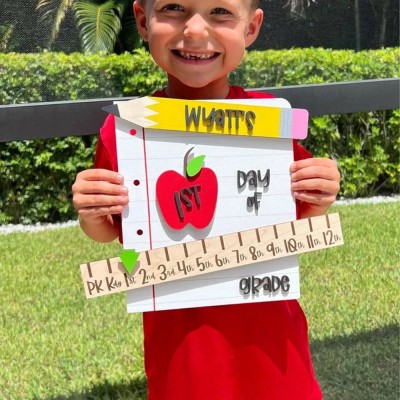 Personalized First Day of School Sign Interchangeable Back to School Sign Kit Gift for Kid