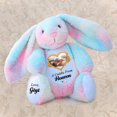 Personalized Memorial Bunny with Photo - Remembrance Keepsake