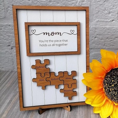 Personalized Mom Puzzle Piece Sign Mom You Are The Piece That Holds Us Together Puzzle Sign