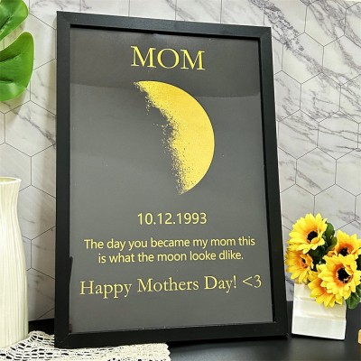 Personalized Wooden Moon Phase Frame Mothers Day Gift