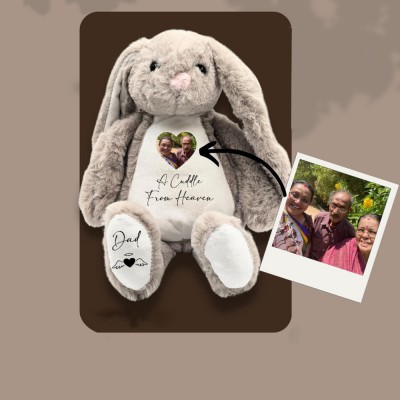 Personalized Memorial Bunny with Photo - Remembrance Keepsake