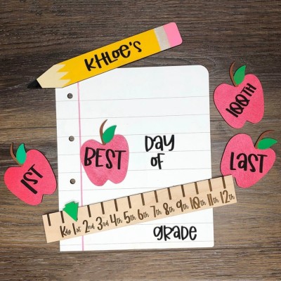 Personalized 1st/100th/Last Day of School Sign Interchangeable Back to School Sign Kit Gift for Kid