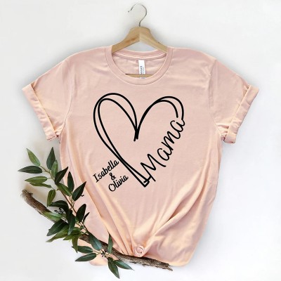 Personalized Grandma with Grandkids Names Hearts Shirt Gift For Grandma
