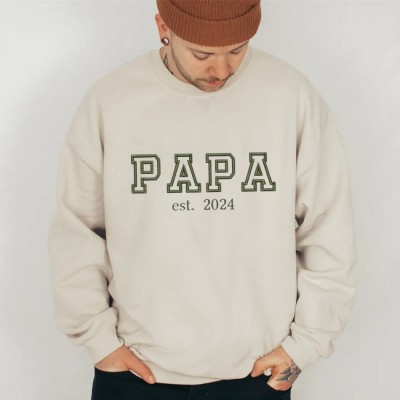 Personalized PAPA Hoodie with Kids Names Father's Day Gift