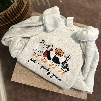 Halloween Spooky Goose Embroidered Sweatshirt