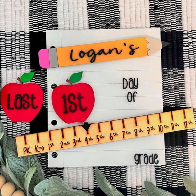 Personalized 1st/100th/Last Day of School Sign Interchangeable Back to School Sign Kit Gift for Kid