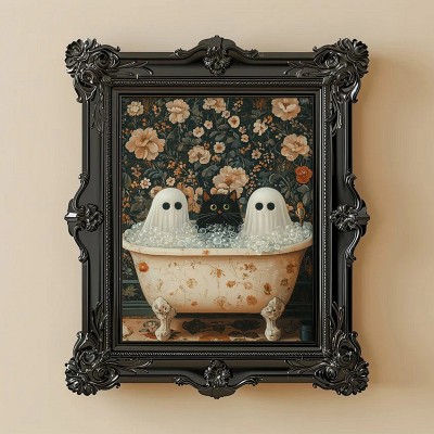 Halloween Ghosts and Cat in Bathtub Art Frame Halloween Decor