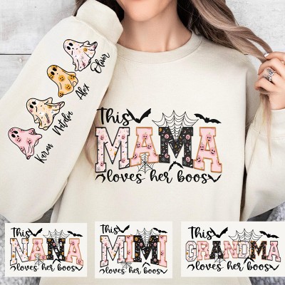 Custom Halloween Spooky Mama Shirt with Kids Names Gift For Mom