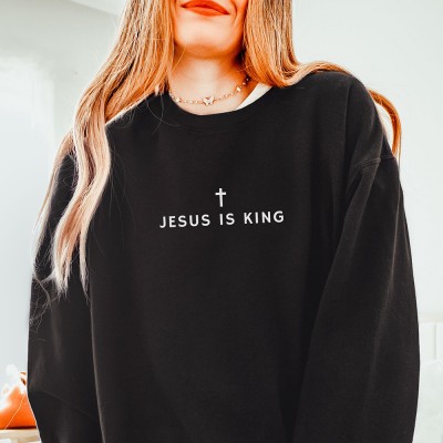 Jesus Is King Christian Sweatshirt Comfort Colors Christian Merch Jesus Shirt Minimalist Christian Faith Gift