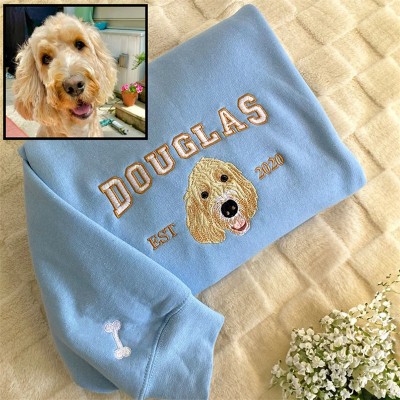 Custom Pet Face Embroidered Sweatshirt Gift for Pet Lovers