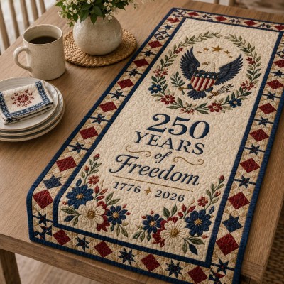 USA 250th Anniversary Patriotic Table Runner for Dining Room Home Decor