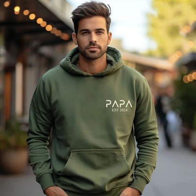 Personalized PAPA Hoodie with Kids Names Father's Day Gift
