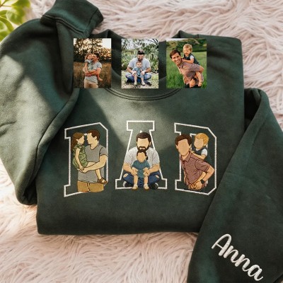 Custom Embroidered Dad Sweatshirt with Photo Father's Day Gift for Dad 