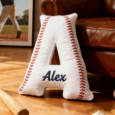 Personalized Baseball Letter Pillow with Names Unique Gifts for Sports Fans Christmas Gift Ideas