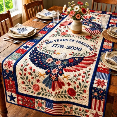 USA 250th Anniversary Patriotic Table Runner for Dining Room Home Decor