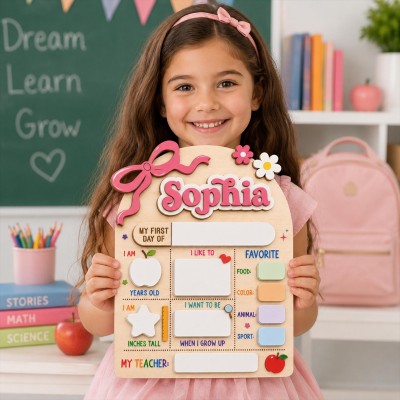 Personalized First Day of School Sign Reusable Back to School Sign Kit Gift for Kid