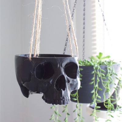 Skull Hanging Planter Pot Creepy Gothic Planter for Spooky Home Decor Halloween Gifts