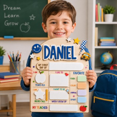 Personalized First Day of School Sign Reusable Back to School Sign Kit Gift for Kid