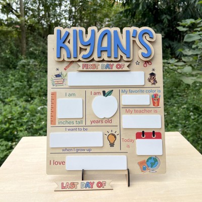 Personalized First Day of School Sign Reusable Back to School Sign Kit Gift for Kid