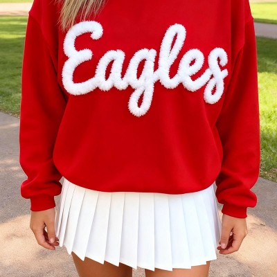 Personalized Chenille Yarn Embroidered Sports Team Sweatshirt