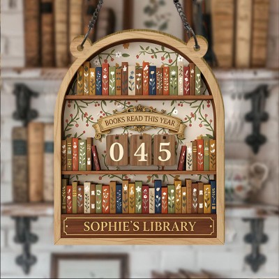 Custom Vintage Book Tracker Sign with Name Perfect Gift for Book Lovers