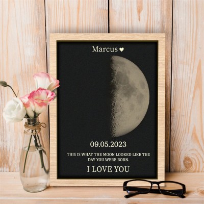 Personalized Wooden Moon Phase Frame Mothers Day Gift