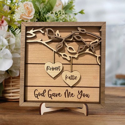 Personalized Couples Names Wooden Sign Valentine Gift for Couples