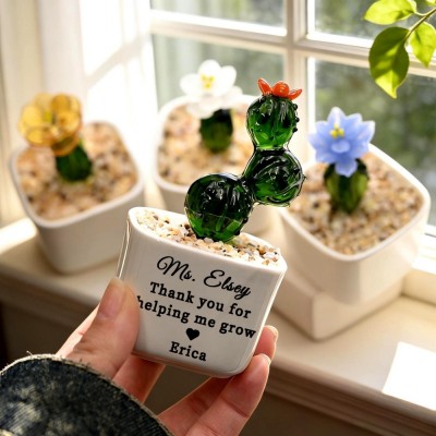 Custom Stained Glass Flower Pot Perfect Teacher Appreciation Gift