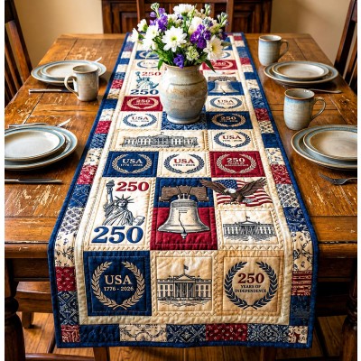 America 250 Patriotic Table Runner Decor for Independence Day Summer Celebrations