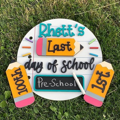 Personalized 1st/100th/Last Day of School Sign Interchangeable Back to School Sign Kit Gift for Kid