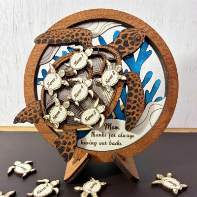 Thanks For Having Our Backs Personalized Sea Turtle Wood Sign Gift for Mom or Grandma