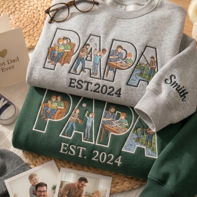 Custom Embroidered Dad Sweatshirt with Photo Father's Day Gift for Dad