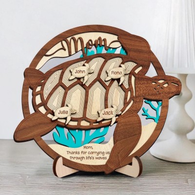 Personalized Sea Turtle Wood Sign Gift for Mom or Grandma