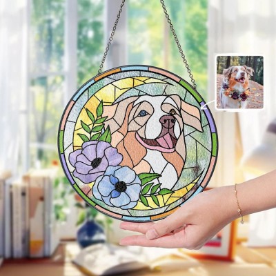 Custom Pet Portrait Stained Glass Suncatcher - Gift for Pet Lovers